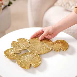 Table Perfection Gold Plated Leaf <b>Decorative</b> Tray Bohemian Style Plant Pattern Irregular Shape Single Piece Accent <b>Decor</b> - Product Image 4