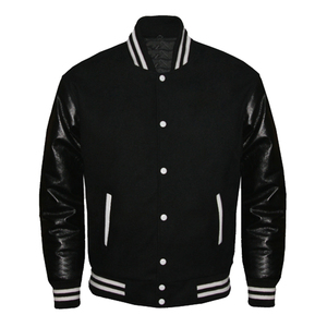 <b>Wool</b> Body Leather Sleeves Durable Warm Winter Season Varsity Jackets for Sale Professional Baseball Varsity Jackets for Men's - Product Image 1