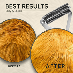 Flamia & Jabz Dog Grooming <b>Brush</b> Wooden Handle Stainless Steel 24 Blades <b>Pet</b> Hair Removal Tool - Product Image 3