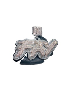 Pendentif Hip Hop glacé éblouissant fabriqué en diamant taille brillant rond cultivé en laboratoire pour hommes en argent sterling 925 - Product Image 1