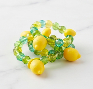 Joli porte-serviette en forme de citron avec perles vertes, bleues et jaunes pour les fêtes sur le thème des fruits et la décoration de table - Product Image 2