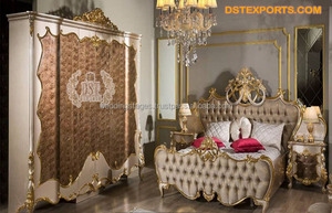 Comfortable <b>Double</b> <b>King</b> <b>Size</b> <b>Bed</b> with Side Stools New Design Luxury Home <b>Bed</b> & Nightstands European Solid Wood Master <b>Bed</b> - Product Image 4