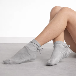 Eco-Friendly Pilates <b>Grip</b> <b>Socks</b> Cotton Crew Letter Pattern Embroidery <b>Custom</b> Yoga with Straps for Women Anti-Slip Quick Dry - Product Image 3