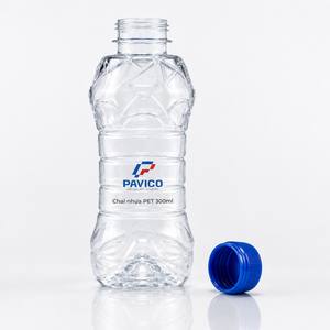 Botella de Agua PET Transparente Personalizada de 300 ml, Botella de Bebidas de Plástico Facetada con Tapa de Rosca Azul, Fábrica en Vietnam - Product Image 2