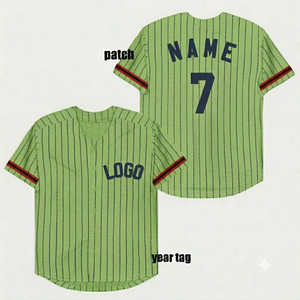 Camiseta de béisbol personalizada de primera calidad con rayas finas, nombre del equipo personalizado, número, botones, parche bordado con logotipo, ropa deportiva - Product Image 1