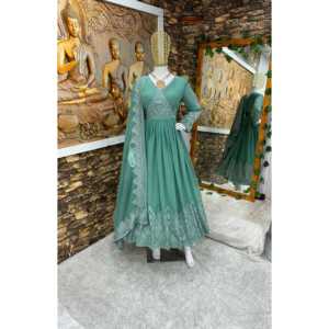 Hermoso vestido de fiesta de noche con diseño de vestido elegante de Peplum y Dupatta - Product Image 1