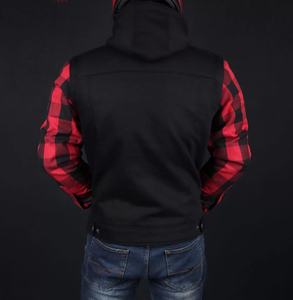 Chemises de moto pour hommes à manches longues, à carreaux noirs et rouges, coupe-vent, style automne, vêtements de moto - Product Image 6