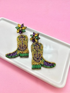Pendientes Colgantes Ligeros Estilo Bota Vaquera con Pedrería de Colores Vibrantes para Mardi Gras, Pendientes de Vaquera para Mujeres y Niñas 2026 - Product Image 1
