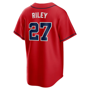 Men's Red Baseball Jersey Short Sleeve Button Front Team <b>Name</b> Print Breathable Polyester Uniform Apparel Adult Regular Fit - Product Image 4