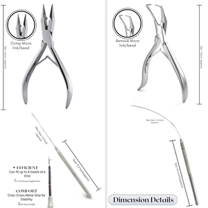 Stainless Steel Hair Extension <b>Pliers</b> <b>Sets</b> Kit with Hook Needle Professional Wholesale Hair Extensions Tools With Custom Label - Product Image 4