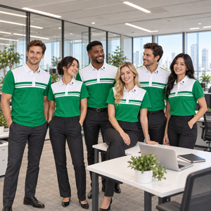 Polo de Golf de Manga Corta para Hombre, Color Verde y Blanco, Bloques de Color, Transpirable, Poliéster, Ropa de Trabajo, Logotipo Personalizado - Product Image 6