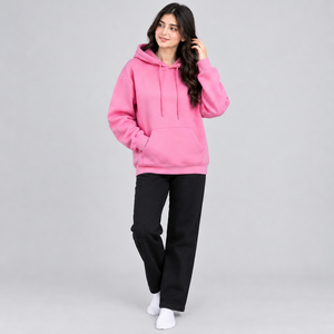 Sweat-shirt à capuche pour femme avec passe-pouce, manches longues, coupe classique, en polaire légère, style décontracté et sportif - Product Image 3