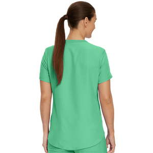 Hauts de travail tricotés pour femmes, personnalisés, de haute qualité, à col en V, à manches courtes, confortables, coupe ajustée, pour l'hôpital, vente en gros - Product Image 4