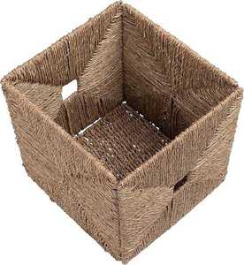 Best Choice Seagrass Storage <b>Basket</b> Handwoven Household Eco-Friendly <b>Square</b> Natural Box for Home Organization Rustic Vintage - Product Image 3