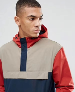 Chaqueta con Capucha para Hombre, Diseño Color Block, Cierre de Cremallera de 1/4, Resistente al Viento, Informal, para Otoño, Exterior de Poliéster, Largo Regular - Product Image 3