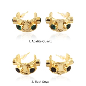 Boucles d'oreilles créoles uniques plaquées or 18 carats, légères, tendance, pour femmes, vente en gros, bijoux fantaisie minimalistes de luxe - Product Image 1