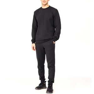 2026 Wholesale <b>Men</b> Sweat Suits Solid Round Neck <b>Pullover</b> Track Suit High Quality Jogger Suits Winter Cotton Fleece 2 Pieces - Product Image 1