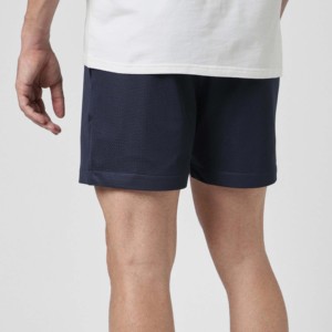 Shorts en tricot respirant bleu marine uni pour homme, taille mi-haute, fermeture élastique, style décontracté, longueur courte - Product Image 3