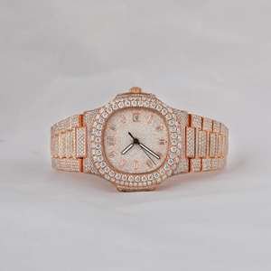 Reloj Unisex de Acero Inoxidable con Diamantes Moissanite, Elegante Estilo Hip Hop, Reloj de Diamantes de Marca a la Moda - Product Image 4