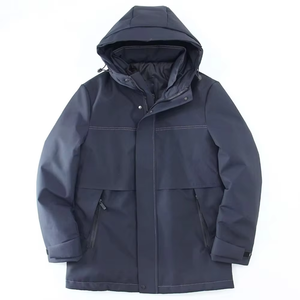 Chaqueta Cortavientos Impermeable con Capucha para Hombre, Color Sólido, Acolchado Grueso de Poliéster, Ropa Casual de Invierno para Exteriores, Corte Regular, Cierre de Cremallera - Product Image 4