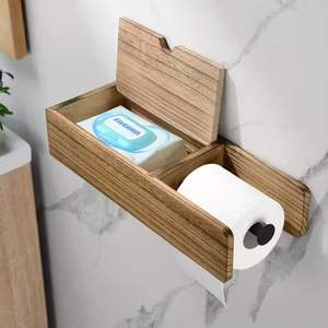 Caja de pañuelos de madera natural personalizada con base deslizante – Portapañuelos de madera maciza ecológico para sala de estar, baño - Product Image 2