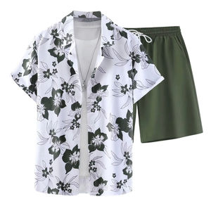 Custom Floral Print T Shirt and <b>Shorts</b> Set Summer Beach Resort Vacation Matching Outfit - Product Image 1