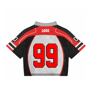 เสื้อฟุตบอลทรงบ็อกซี่แบบครอปตาข่าย ดีไซน์ใหม่ล่าสุด สำหรับทุกเพศ พร้อมสีที่ปรับแต่งได้ ขนาดที่กำหนดเอง พิมพ์ลายแบบซับลิเมชั่น เสื้อครอปตาข่าย - Product Image 2