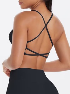 Criss Cross Back Sports <b>Bra</b> Women Strappy Yoga Crop Top <b>Open</b> Back Padded Gym Workout Fitness Activewear Camisole Tank - Product Image 4