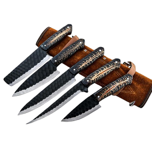 Handmade Stainless Steel <b>Knife</b> <b>Set</b> -5 Pcs Kitchen <b>Knife</b> <b>Set</b> With Leather Roll Bag With Resin Handle 100% High Quality - Product Image 5