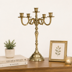 5 Arm Gold Metal Candelabra Centerpiece for Wedding <b>Table</b> Decoration Elegant <b>Tall</b> Aluminum Candlestick Holder Event Supplies - Product Image 2