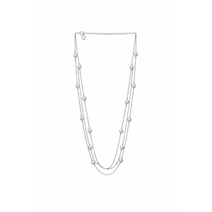 Namivaa Collar de Plata de Ley 925 para Mujer, Diseño Largo Minimalista con Cadena de Eslabones, Perlas de Imitación Multicapa, Romántico y Elegante - Product Image 2