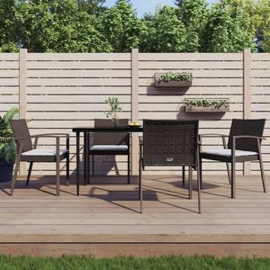 Juego de 4 Sillas de Jardín Color Crema y Marrón para Comodidad al Aire Libre - Product Image 1