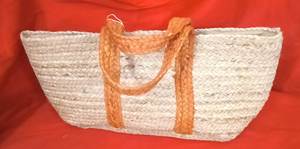 Bohemian Straw Tote Bag With Orange Handles And <b>White</b> Tassel For <b>Women</b> Beach Casual Use Lightweight <b>Handbag</b> - Product Image 5