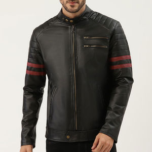 Chaqueta de Cuero Negra para Motociclista, Clásica, de Alta Calidad, Ajustada, Resistente al Viento, para Hombre, Estilo Urbano, Invierno - Product Image 1