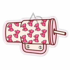 <b>Pink</b> Bow Print Tumbler Lash Tile Sustainable Acrylic Eyelash Tile Custom Logo Tumbler Shaped Aesthetic Beauty <b>Tool</b> - Product Image 2