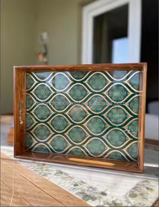 Plateau de service en bois naturel 100% fabriqué à la main Meena Work décoratif en bois cuisine et Table à manger plateaux imprimés pour cadeaux de noël - Product Image 3