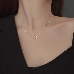 Collier tendance en argent sterling 925 avec zircon en forme de fleur, chaîne à maillons, pendentif feuille verte marquise en forme de rose, cadeau d'anniversaire pour femme - Product Image 6