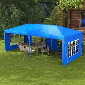 Grande Gazebo Blu 3x6 Metri con Tenda a Baldacchino e 4 Pareti Laterali Rimovibili in PVC per Matrimoni, Picnic ed Eventi all'Aperto in Poliestere - Product Image 2