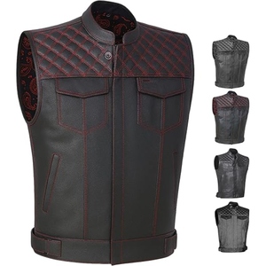Gilet de motard personnalisé en cuir véritable pour homme, gilet matelassé de club moto, gilet zippé en cuir de vachette premium - Product Image 1