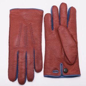 Gants en cuir sur mesure, marron et bleu, pour l'hiver, entièrement couvrants, doublure intérieure douce, chauds, respirants, écologiques, unis, pour l'extérieur - Product Image 3