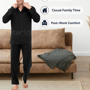 Conjunto de pijama premium para hombre, de algodón suave, de manga larga, para dormir en casa. - Product Image 3