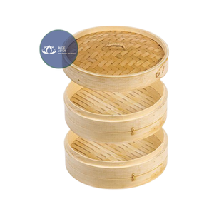 BEST SELLER Natural 2 Layer Bamboo Steamer <b>Basket</b> Microwave Safe Cookware Wholesale - Product Image 1
