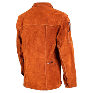 Veste de soudeur unisexe en cuir de vachette pleine fleur, résistante aux flammes, manteau de travail robuste, vêtement de sécurité réfléchissant pour la lutte contre les incendies - Product Image 2
