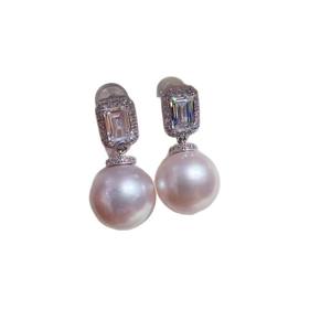 Pendientes Grandes de Perlas Edison de Agua Dulce Blancas, Plata S925 de Alta Calidad, Diseño Simple y Elegante, Frescos y Modernos - Product Image 5