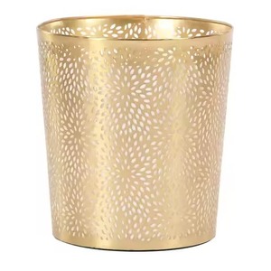 Rectangular Metal Paper Basket Black With Gold Trim Open Top Minimalist Style Indoor Household Waste <b>Bin</b> Trash Can - Product Image 2