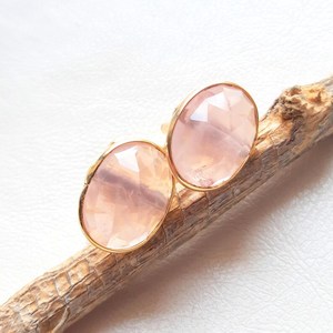 Boutons de manchette en argent 925 faits à la main, plaqués or 18 carats, avec pierre précieuse en quartz rose naturel ovale, pierre de naissance, pour mariage, cadeau de fiançailles pour le marié - Product Image 2