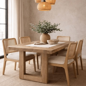Ensemble de salle à manger d'extérieur OEM/ODM, mobilier de jardin, table et chaises de patio en bois massif, 6 places, coussins personnalisés, pour hôtel - Product Image 1