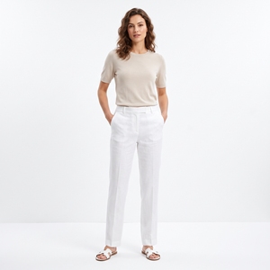 Pantalon droit en lin pour femme, style décontracté chic, respirant, idéal pour l'été – Vente en gros OEM/ODM, fabrication en usine, marque privée, faible MOQ - Product Image 3