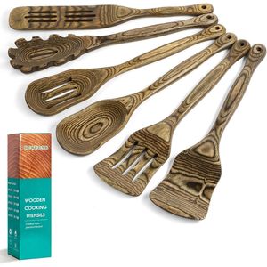 Set di 6 Utensili da Cucina in Legno Pakkawood HOWHONG, Cucchiai Antiaderenti per Uso in Cucina - Product Image 1