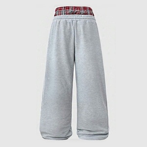Pantalones de chándal holgados de algodón personalizados para hombre y mujer, de pierna ancha, estilo jogger, con doble cintura, tipo baggy - Product Image 2